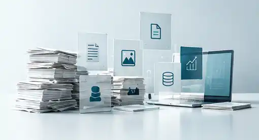 Representación de información distribuida entre documentos, datos, correo, aplicaciones e imágenes